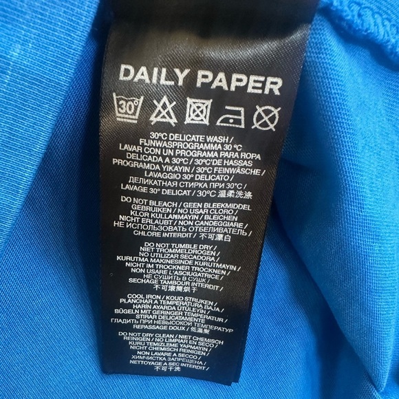 Daily Paper “Nairo” Long Sleeve Shirt Blue With Lt Blue Subtle Stripes Large EUC - Picture 10 of 11